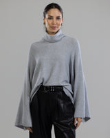 Ribbed Roll Neck Sweater | Light Grey