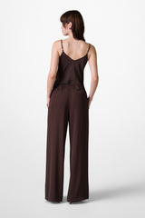 Lana Pleated Elastic Waist Trousers | Espresso Brown