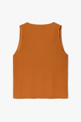 Gigi V Neck Sheer Back Satin Top | Sunset Orange