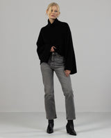Ribbed Roll Neck Sweater | Black