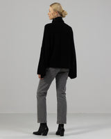 Ribbed Roll Neck Sweater | Black