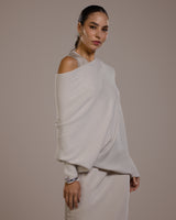 Asymmetric Draped | Light Beige | Seamless Knit
