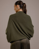 Asymmetric Draped | Khaki | Seamless Knit