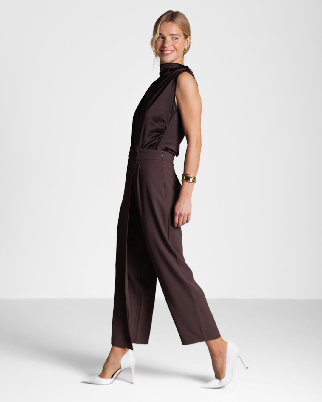 Ophelia Asymmetric Wrap Trousers | Light Beige main image 0