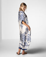 Ottilie Silk Kaftan Dress | Navy