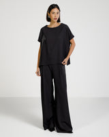 Gabriella Pleated Elastic Waist Trousers | Black