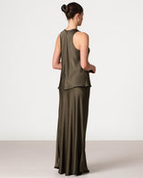 Demi Satin Vest Top | Khaki