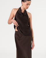 Lexi Satin Maxi Skirt | Cocoa Soleil