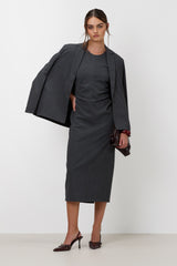Neve Ruched Dress | Dark Grey Melange