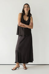Demi Satin Vest Top | Espresso Brown
