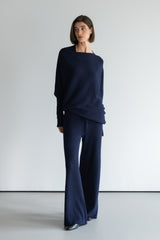 Asymmetric Draped | Navy | Seamless Knit