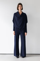 Asymmetric Draped | Navy | Seamless Knit