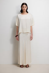 Mila Back Slit Satin Top | Ivory