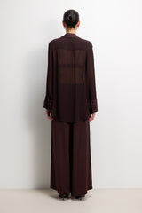 Francesca Sheer Shirt | Espresso Brown Moire