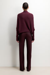 Genet Elastic Waist Bias Satin Trousers | Amethyst Plum