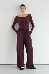 Mae Featherweight Boatneck Top | Plum Amethyst | Modal-Cashmere