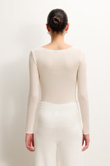 Mae Featherweight Boatneck Top | Ivory | Modal-Cashmere