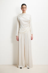 Allegra Asymmetric Long Sleeve Top | Ivory