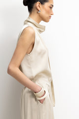 Lyanne Bow Neck Tie Satin Blouse | Honey