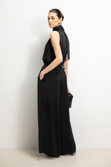 Lyanne Bow Neck Tie Satin Blouse | Black