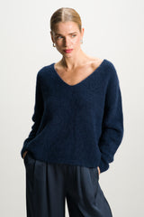 Vera V Neck Sweater | Navy | Alpaca Blend