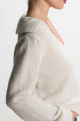 Noor Open Neck Sweater | Ivory | Alpaca Blend