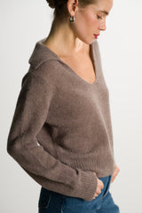 Noor Open Neck Sweater | Taupe | Alpaca Blend