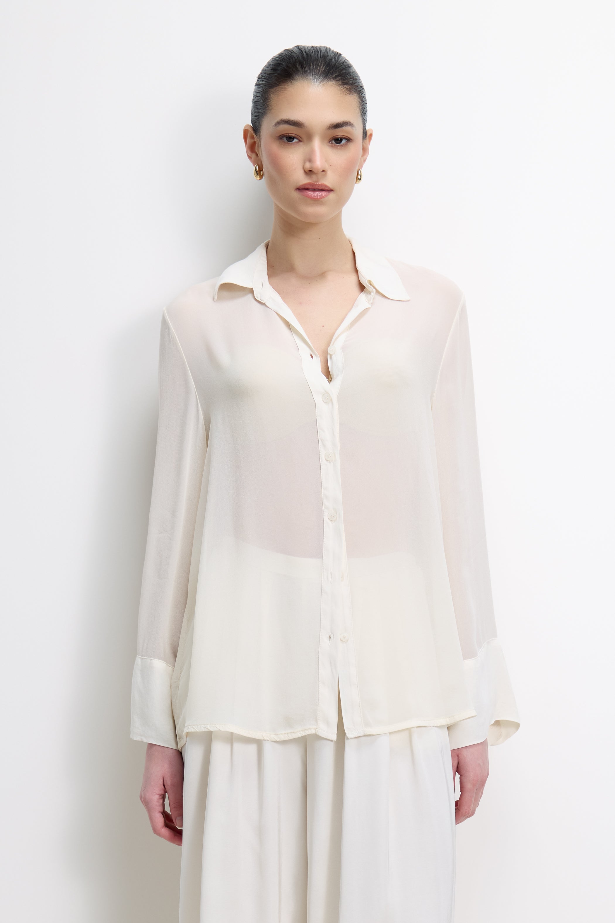 Francesca Sheer Shirt | Ivory – JAKI