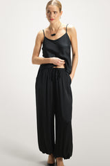 Belle Balloon Satin Trousers | Black
