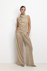 Piper Velvet Elastic Waist Trousers | Honey