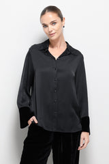 Caroline Velvet Cuff Shirt | Black