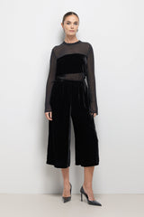 Dolores Sheer Velvet Top | Black