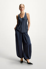 Belle Balloon Satin Trousers | Ink