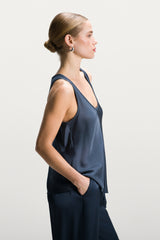 Demi Satin Vest Top | Ink
