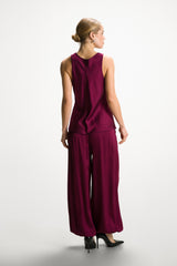 Belle Balloon Satin Trousers | Burgundy