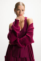 Yasmin Open Cardigan | Burgundy | Alpaca Blend