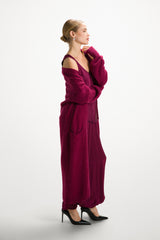Belle Balloon Satin Trousers | Burgundy