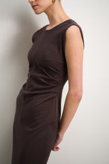 Neve Ruched Dress | Espresso Brown