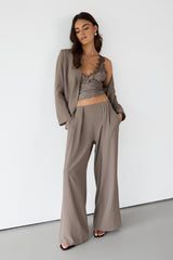 Lana Pleated Elastic Waist Trousers | Taupe