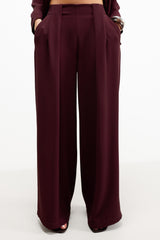 Lana Pleated Elastic Waist Trousers | Burgundy