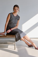 Neve Ruched Dress | Dark Grey Melange