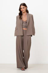 Lana Pleated Elastic Waist Trousers | Taupe