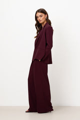Lana Pleated Elastic Waist Trousers | Burgundy