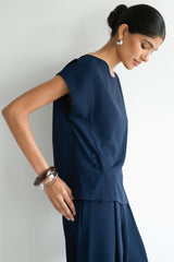 Blanchett Button Top | Navy