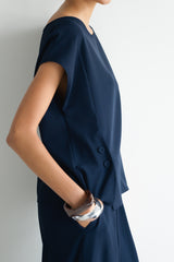 Blanchett Button Top | Navy