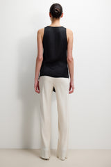 Les Asymmetric Cowl Neck Satin Top | Black