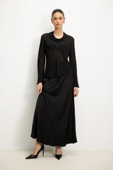 Camilla Bias Satin Skirt | Black