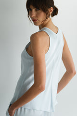 Demi Satin Vest Top | Glacier