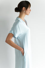 Cleo Satin Kaftan Dress | Glacier
