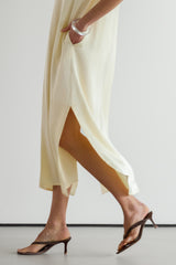 Cleo Satin Kaftan Dress | Buttercream
